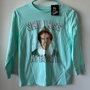 Elf “Smiling’s My Favorite” Teal Long-sleeve Tee